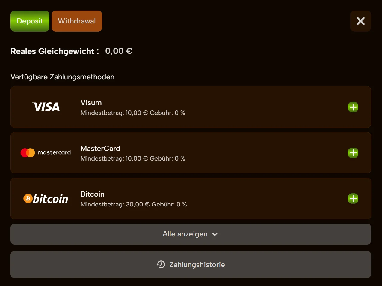SuperQuantumPlay Casino Einzahlungsmethoden